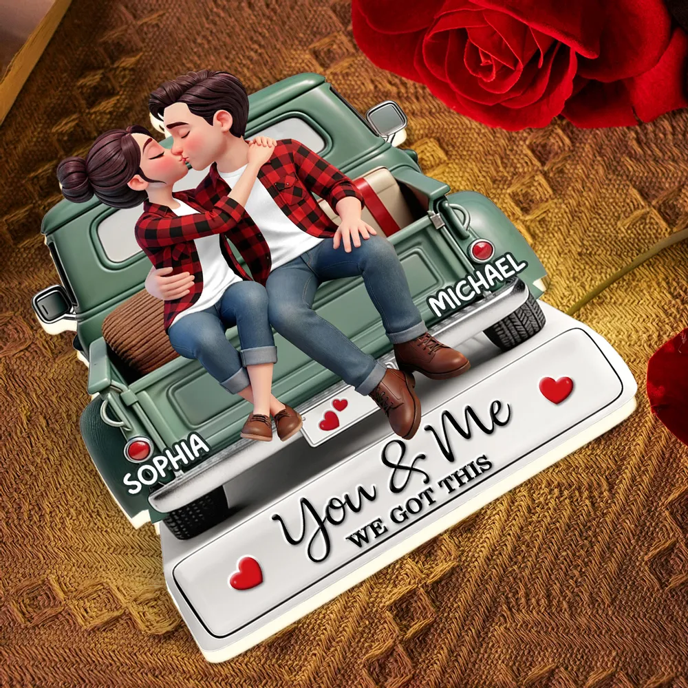 Forever Love Couple Kissing On The Truck - Personalized Acrylic Light Box - Valentine's Day Gift For Couple
