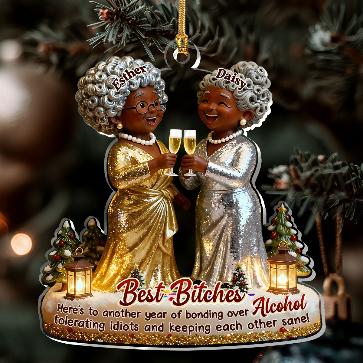 Funny Best Friends Party Women - Personalized Acrylic Ornament - Christmas Gift For Sisters, Besties