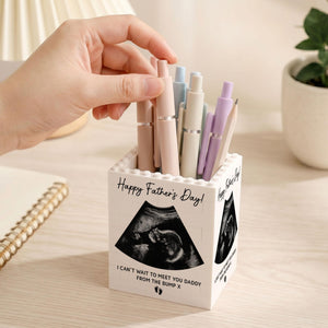 Dad To Be Gift From The Bump, Father's Day Building Block Pen Holder, First Fathers Day Gift For New Dad, Ultrasound Keepsake, New Baby Gift