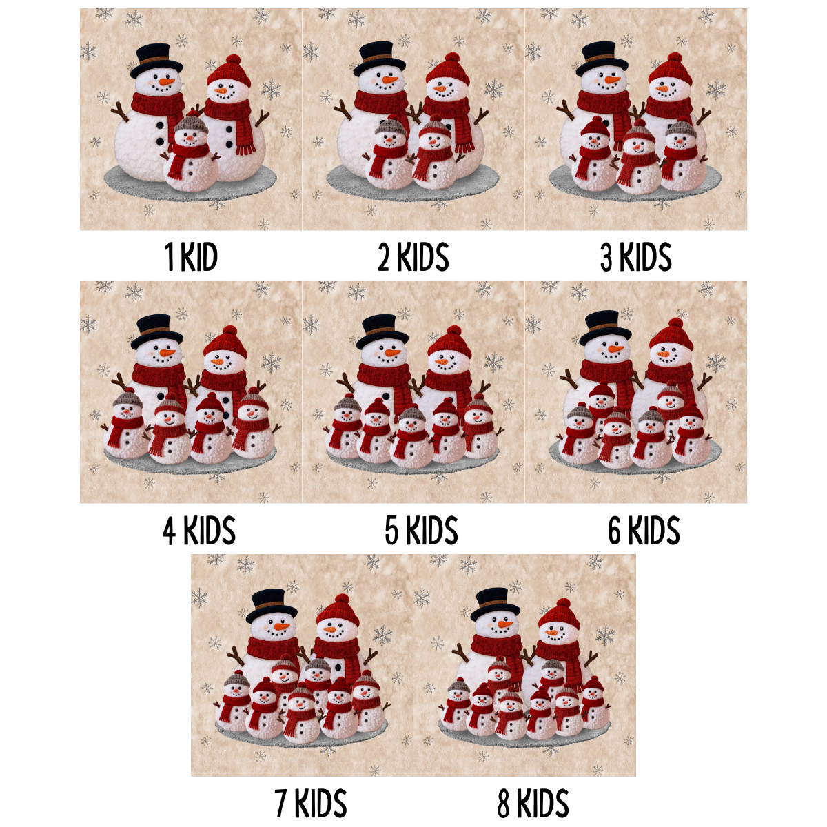 3D Effect Fleece Texture Christmas Grandma Grandkids Snowman Together - Personalized Pillow - Heartwarming Gift For Grandparents