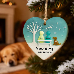 Sea Glass Couple & the Dogs - Personalized Ornament - Christmas Gift for him, Gift for her