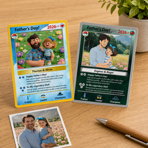 Father's Day Anime Card Personalized, Custom Photo Trading Anime Card, Fathers Day Gift for Game Dad, Card Gifts from Kids, New Dad Gifts