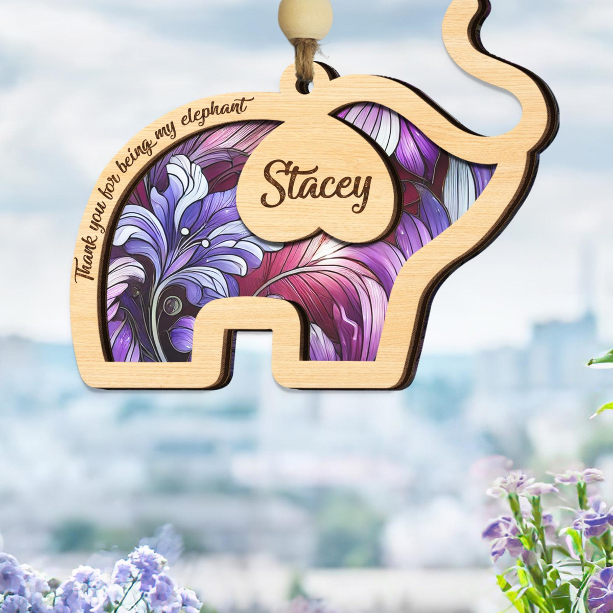 Elephant Friendship Suncatcher Ornament, Friend Ornament, Bestie Ornament, Personalized Best Friend Ornament, Friendship Thank You Gift