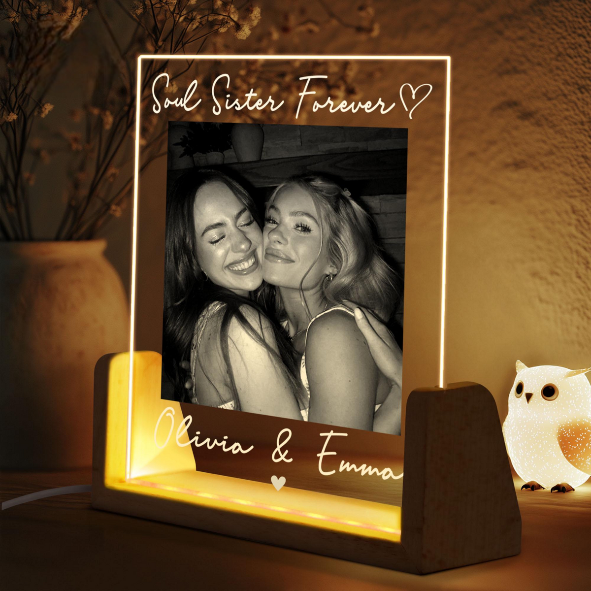 Personalized Besties Photo Light, Best Friends Light Lamp Gift For Sister, Personalized Friendship Gift, Gift For Bestie, Soul Sister Gifts