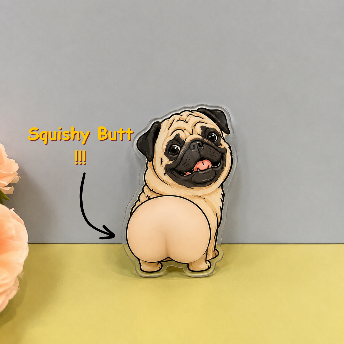 Personalized Dog Squishy Butt Fridge Magnet, Custom Pet's Photo Squeeze Magnet, Stress Relief Toy, Dog Lover Gift