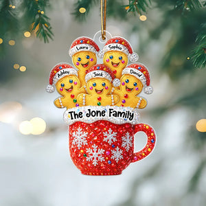Gingerbread Family 3D Crystal Effect - Personalized Acrylic Ornament - Heartfelt Christmas Gift for Loved Ones