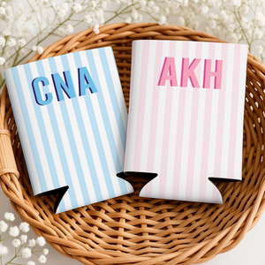 Monogram Bachelorette Slim Can Cooler, Personalized Name Coastal Bach Club Drink Sleeves, Beach Bachelorette Bridal Party Favors