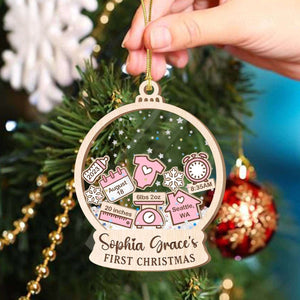 Baby's First Christmas - Personalized 4D Shaker Ornament - Christmas Gift For Family & Baby