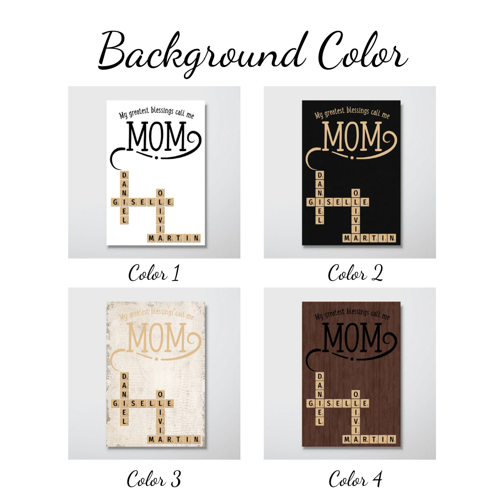 My Greatest Blessings Call Me Mom Crossword - Personalized Canvas - Gift For Mom, Mother's Day Gift, Birthday Gift