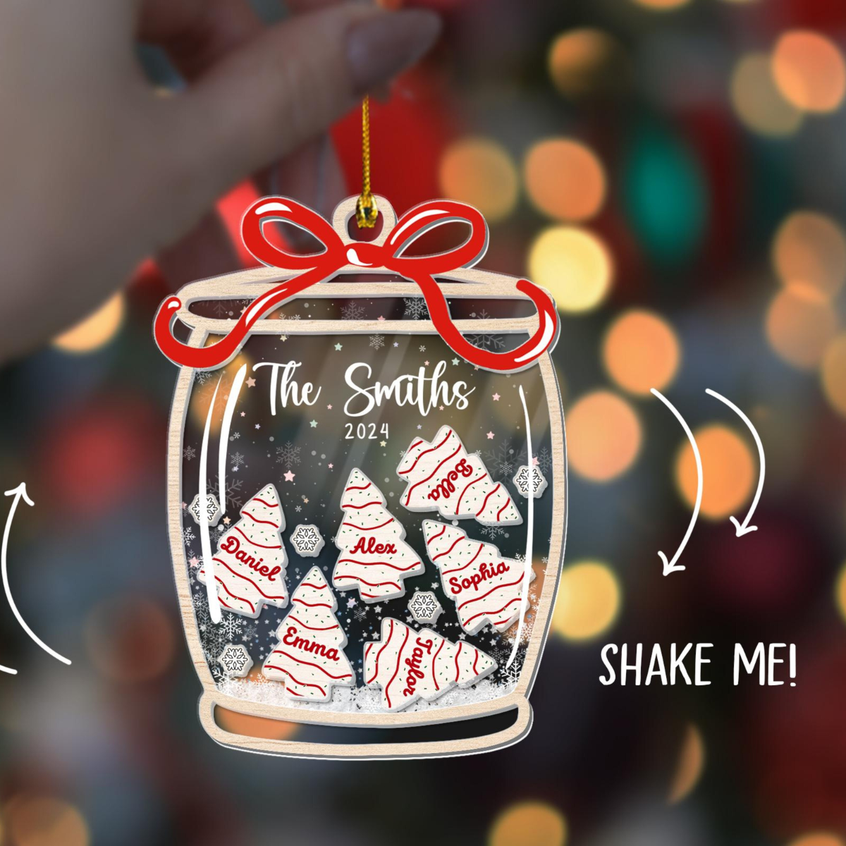 Family Ornament Personalized, Family Christmas Ornaments 2024, Custom Christmas Cake Ornament, Family Keepsake, 4D Shake Family Ornament