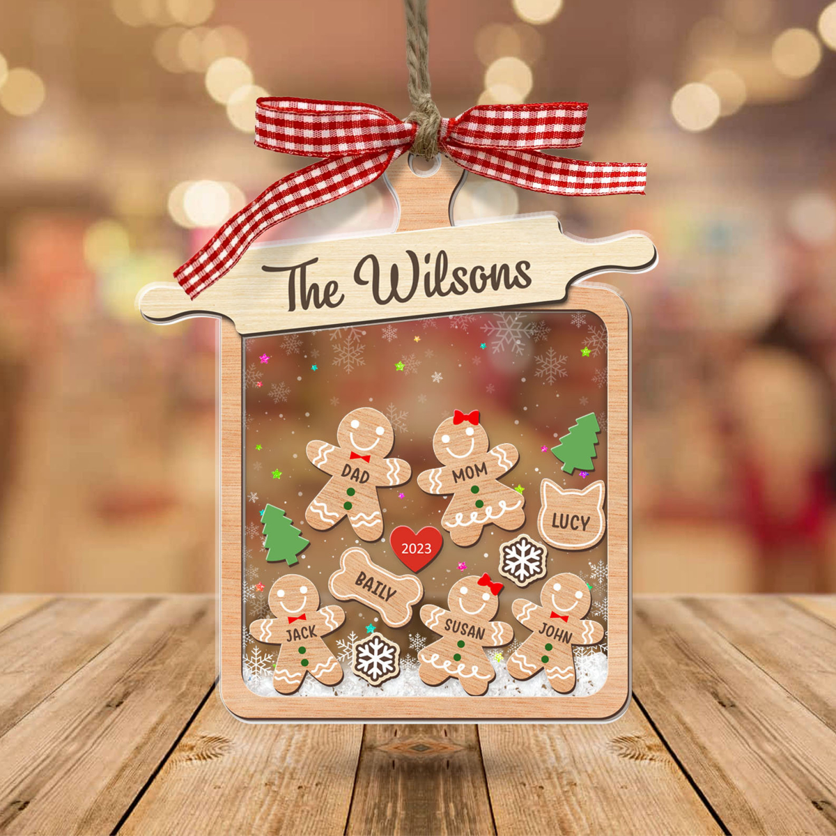 Christmas Gingerbread Family - Personalized 4D Shaker Ornament - Christmas Gift For Family