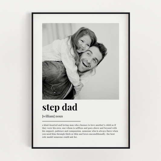 Step Dad Definition Print, Wall Art Print, Step Dad Gift, Step Dad Print, Photo Definition Print, Custom Gift With Photo