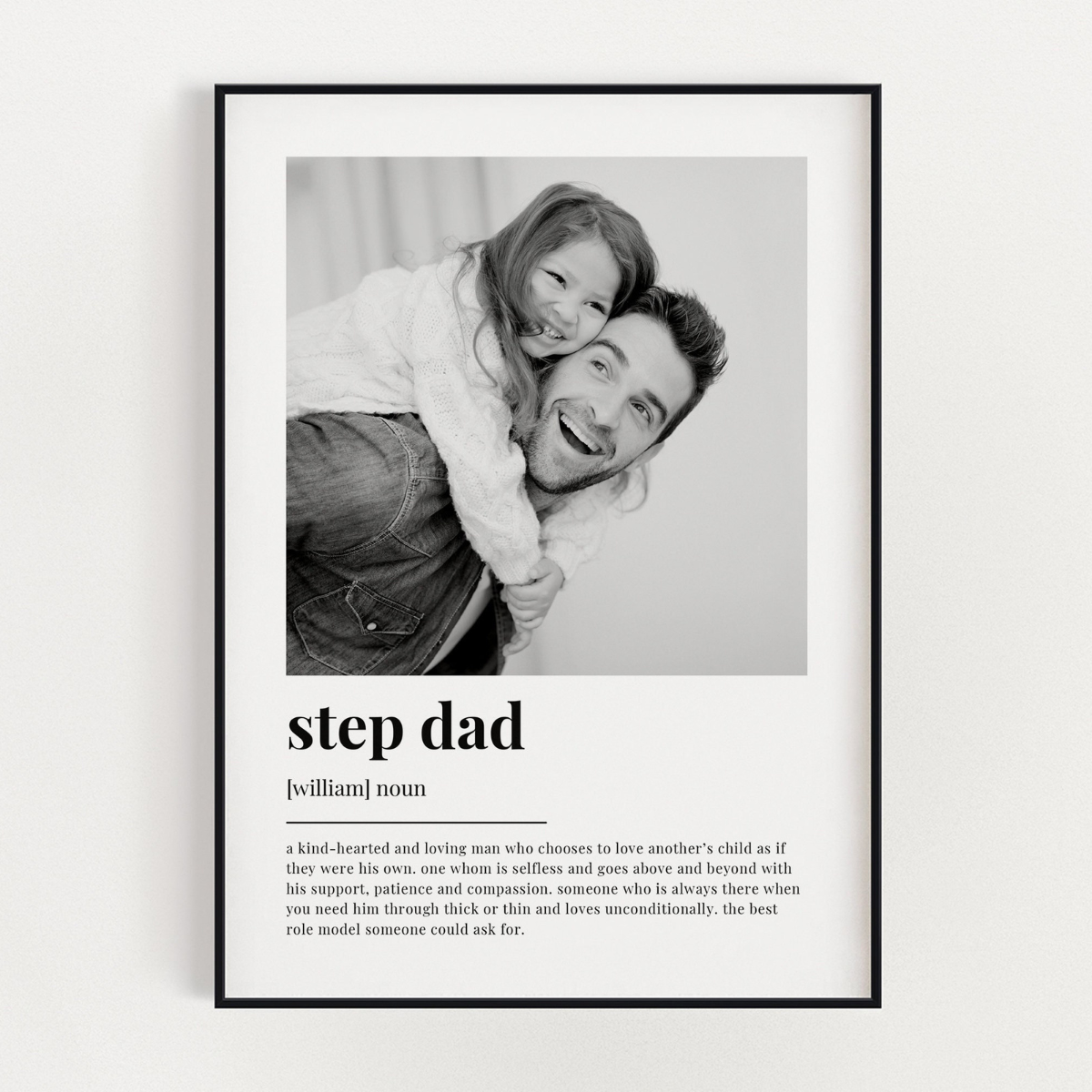 Step Dad Definition Print, Wall Art Print, Step Dad Gift, Step Dad Print, Photo Definition Print, Custom Gift With Photo