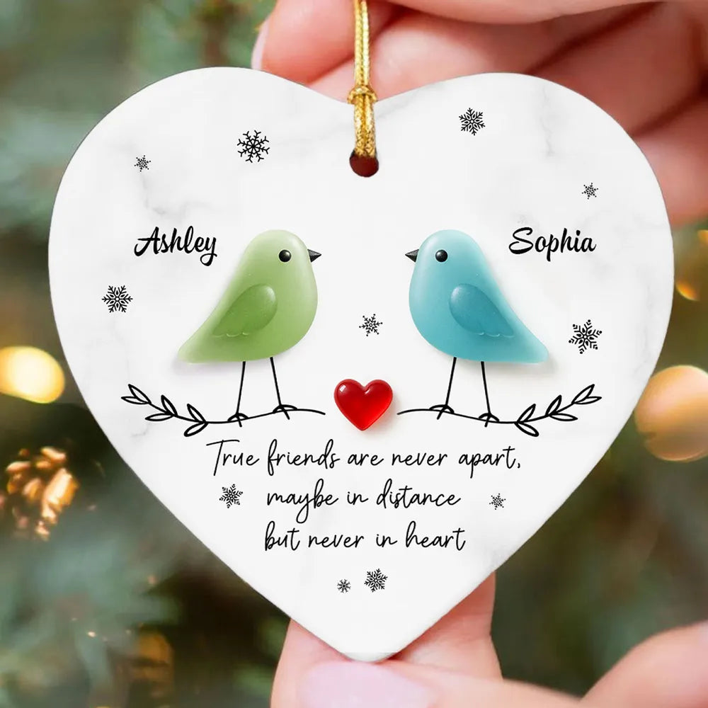 True Friends Are Never Apart Sea Glass Birds - Personalized Ornament - Christmas Gift for Friends, Besties
