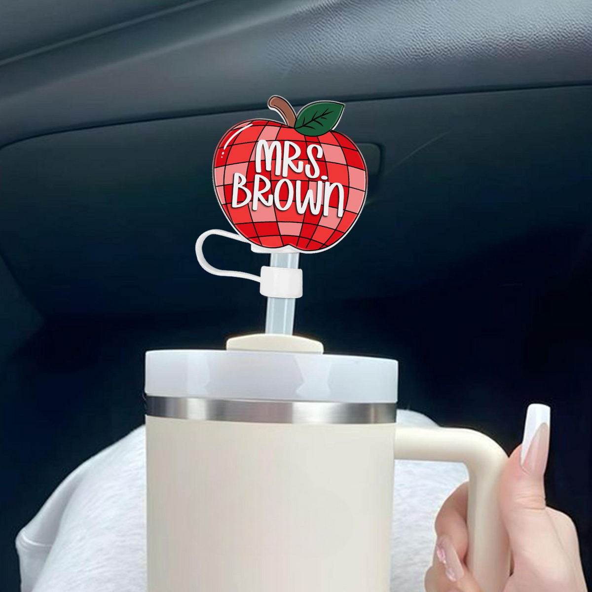 Teacher Straw Topper for Cup, Personalized Teacher Gifts, Custom Teacher Straw Cover, Gift For Teacher