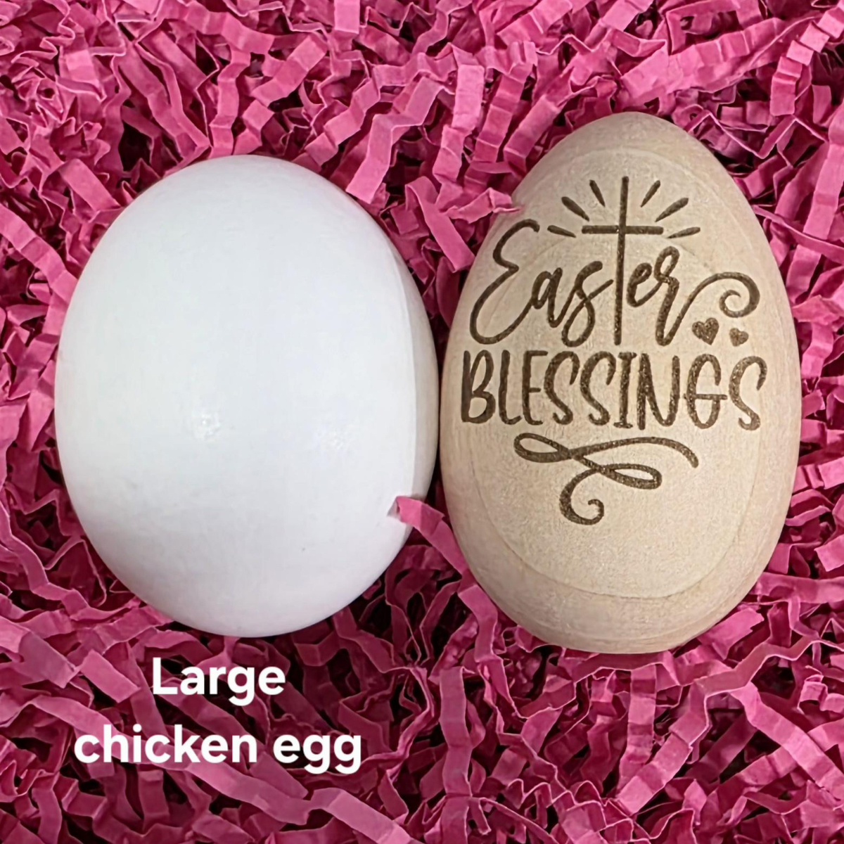 Engraved Wood Easter Eggs Christian Holiday Decor, Easter Day Gift For Family, Baby & Kid