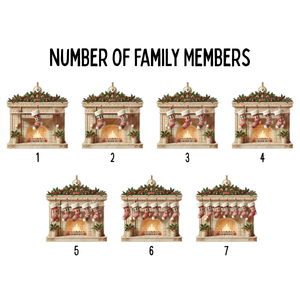 Christmas Retro Fireplace 3D Efect Family Christmas Stockings On Mantel Ornament, Christmas Gift For Family, Keepsake Ornament