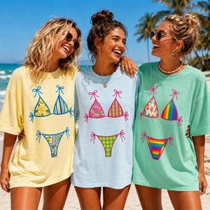 Comfort Colors Bikini Shirt Summer Swimsuit Graphic Tee Beach Girls Trip Vacation Group TShirt Coastal Bachelorette Party Matching Outfit