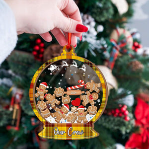 Gingerbread Family With Dog & Cat - Personalized 4D Shaker Ornament - Christmas Gift For Family