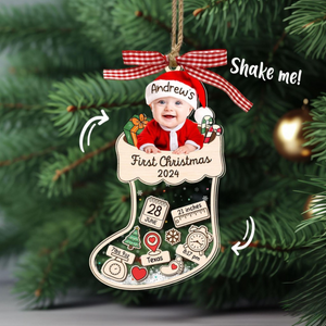 Baby's First Christmas Ornament 2024, Custom Baby Photo Ornament, New Baby Shaker, Newborn Gift, 4D Shake Babies Ornament, Baby Shower Gifts