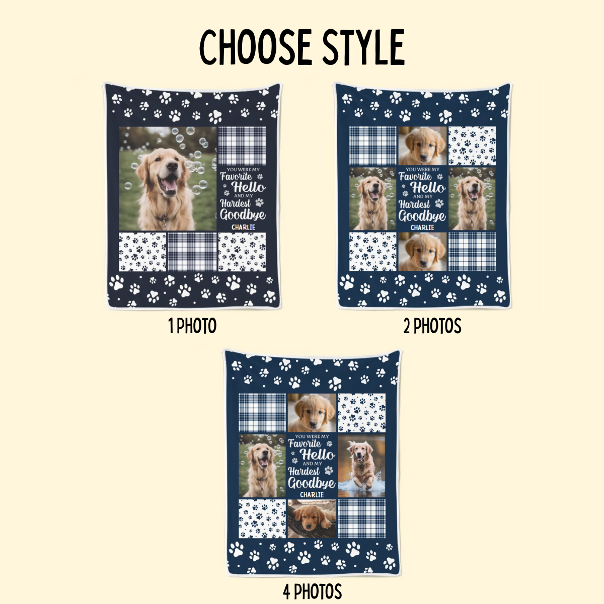 You Were My Favorite Hello And My Hardest Goodbye - Personalized Blanket - Christmas Memorial Sympathy Gifts For Dogs, Cats
