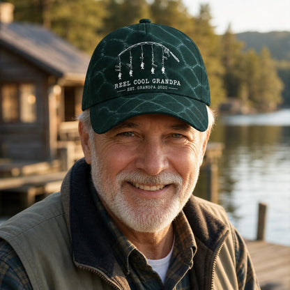 Reel Cool Dad Custom Fishing Hat, Personalized Fisher Grandpa Cap, Fathers Day Gift For Him, Reel Cool Papa Hat, Fishing Lover Grandpa Gift