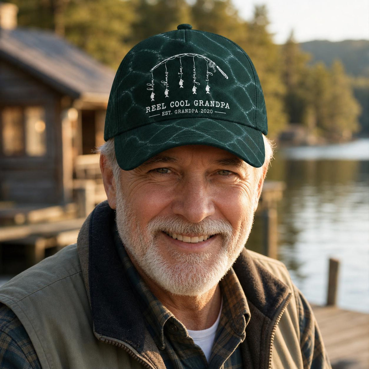 Reel Cool Dad Custom Fishing Hat, Personalized Fisher Grandpa Cap, Fathers Day Gift For Him, Reel Cool Papa Hat, Fishing Lover Grandpa Gift