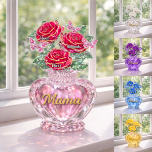 Custom Rose Acrylic Block, Personalized Mother's Day Gift for Mom & Grandma with Kids' Names