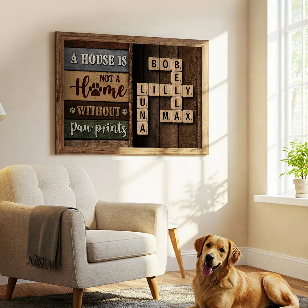 A House Is Not A Home Without Paw Crossword Puzzle - Personalized Canvas - Gift For Family, Gift For Pet Lovers
