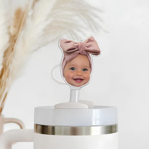 Personalized Gift For Mom Grandma, Custom Kids Photo Straw Topper, Cup Straw Cover, Gift For Grandma, Nana