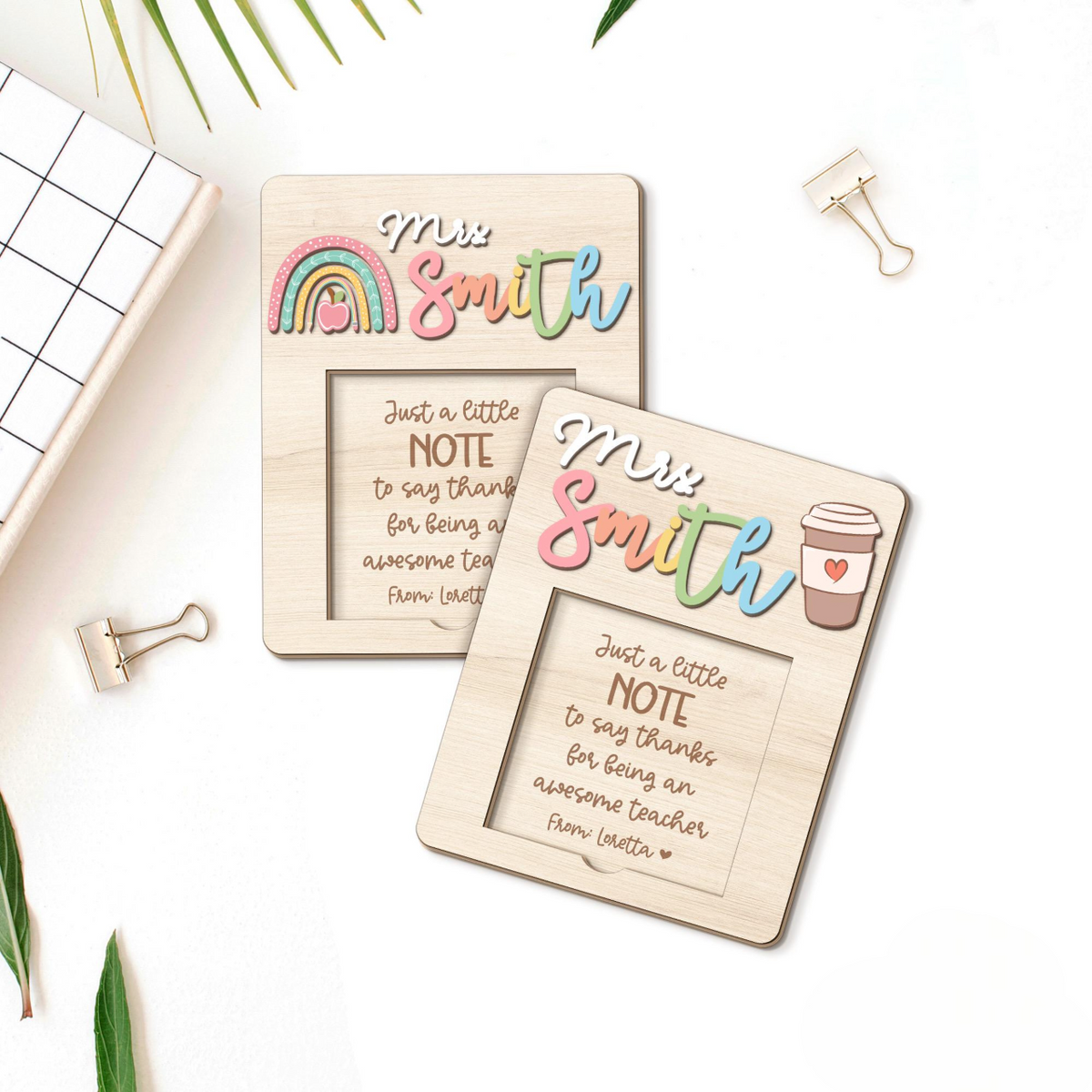 Custom Teacher Sticky Note Holder, Back To School Gift, Teacher Appreciation Gifts, Teacher Sticky Note Pad Holder