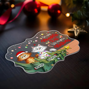 Christmas Quirky Cat On The Naughty List Regret Nothing - Personalized Acrylic Ornament - Unique Christmas Gift For For Cat Owners Cat Lovers