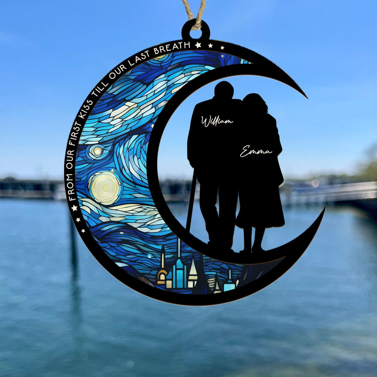 From Our First Kiss Till Our Last Breath - Personalized Suncatcher Ornament - Gift For Couple