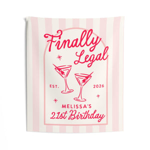 Custom 21st Birthday Banner Decor, Cheers To 21 Years Legal Club, Happy Birthday Party Photo