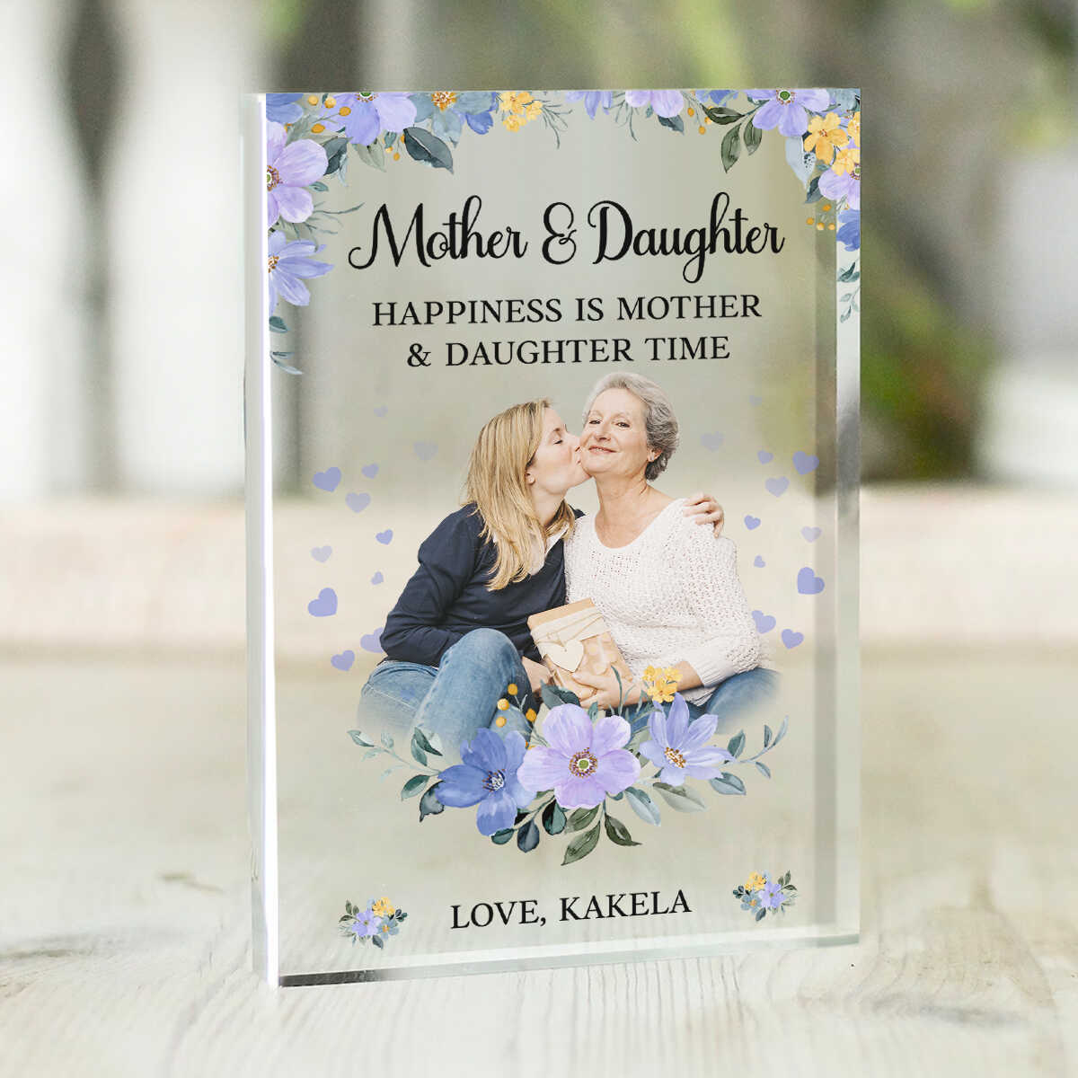 Happiness Is Mother & Daughter Time - Personalized Acrylic Plaque - Gift For Mom, Mother's Day, Birthday Gift