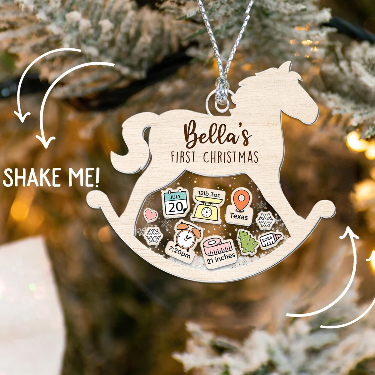 Custom Baby's 1st Christmas - Personalized 4D Shaker Ornament - Christmas Gift For Baby & Family