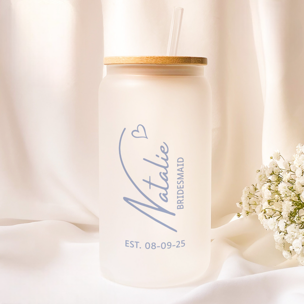 Bride Frosted Glass Tumbler Bride to Be, Personalized Mrs Can Glass, Gift For Bride, Iced Coffee Cup, Future Mrs Custom Cup