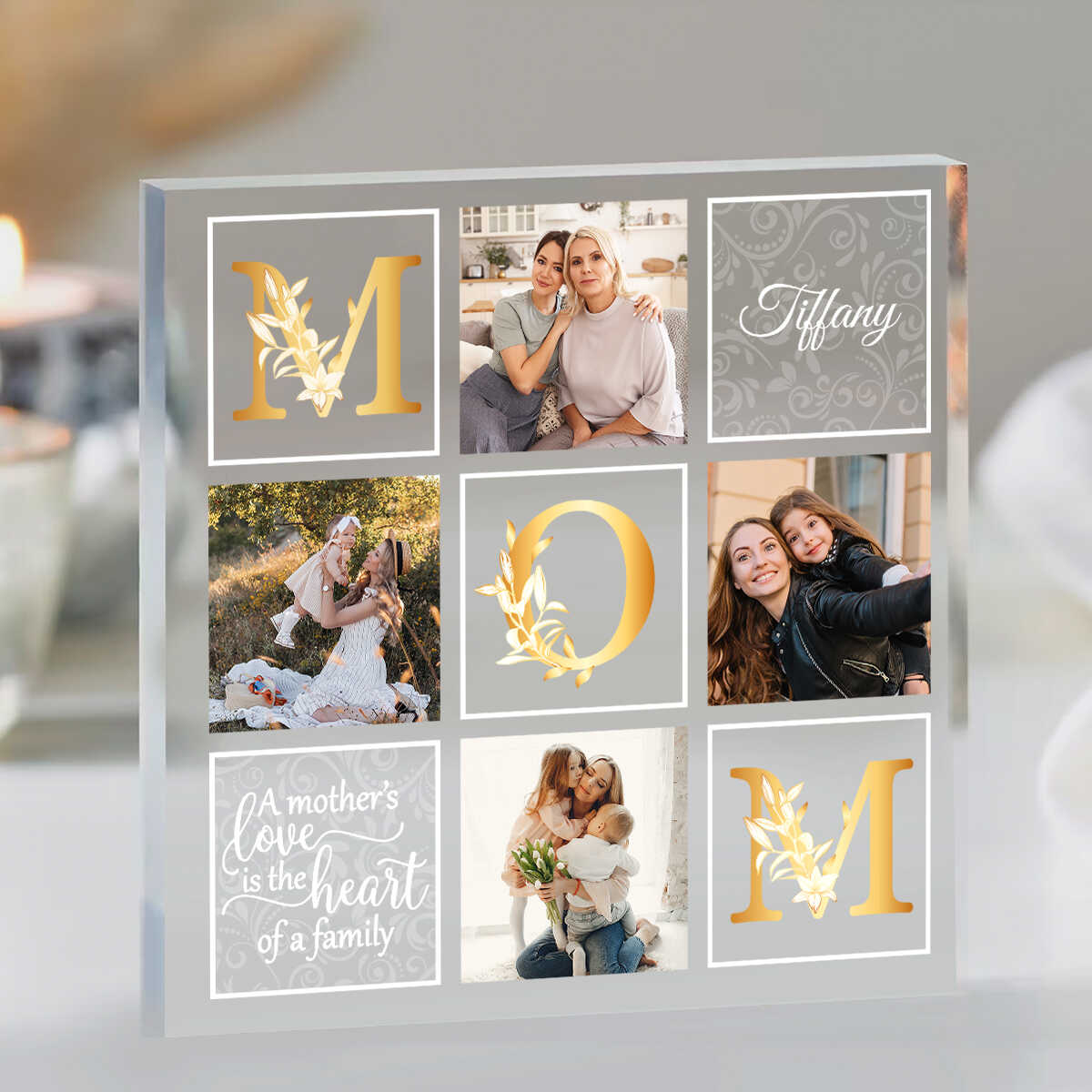 A Mother's Love Is The Heart Of A Family - Personalized Acrylic Plaque - Gift For Mom, Mother's Day, Birthday Gift