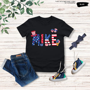 Personalized 4th Of July Shirt, Kids Celebration Tee, USA Patriotic Family Gift, Custom Name, Independence Day, Freedom, American Kids Tee