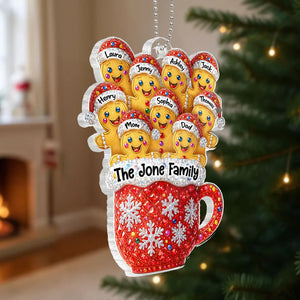 Gingerbread Family 3D Crystal Effect - Personalized Acrylic Ornament - Heartfelt Christmas Gift for Loved Ones