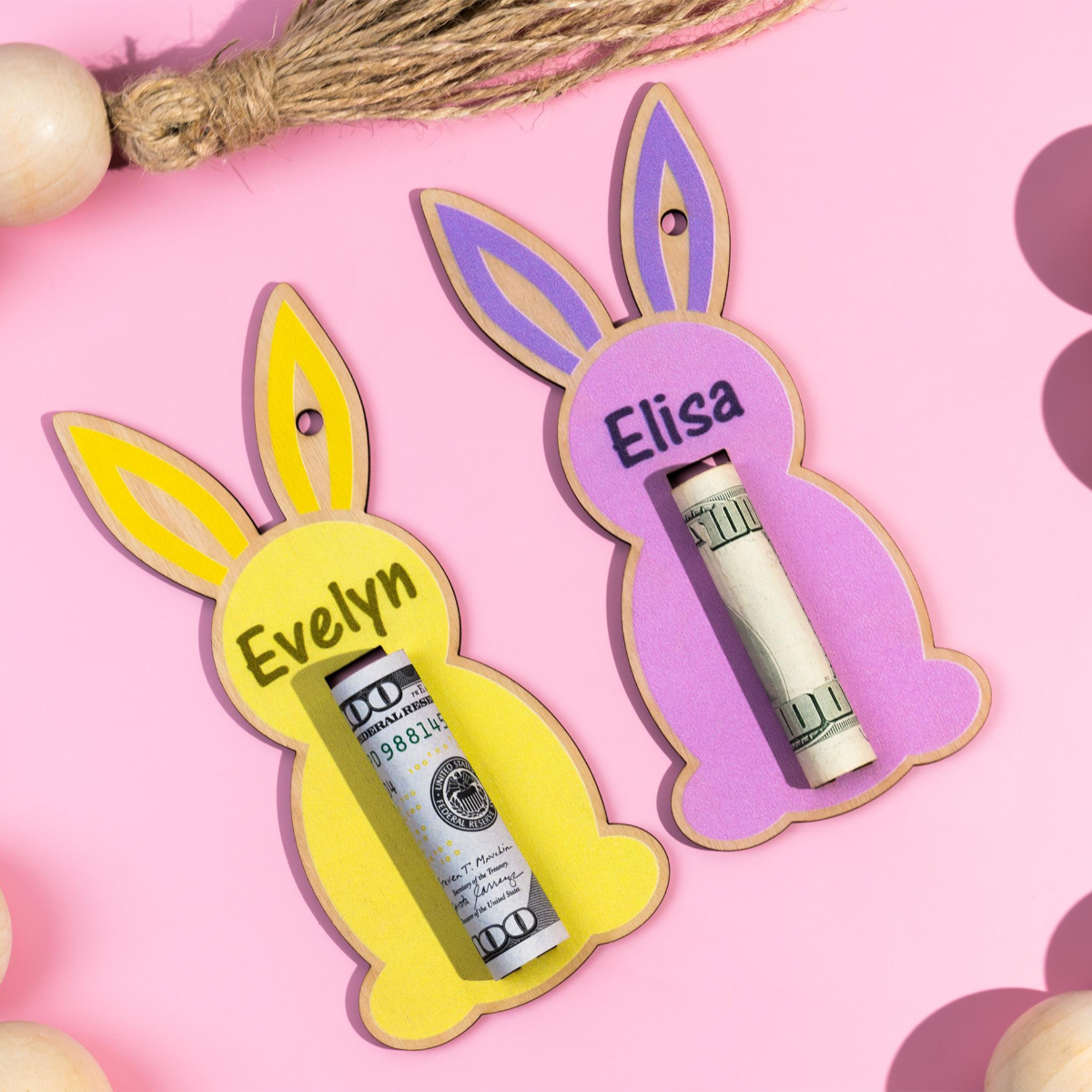 Bunny Money Holder, Personalized Easter Money Holder, Custom Name Money Holder for Gift, Easter Basket Stuffers, Kids Easter Cash Gift