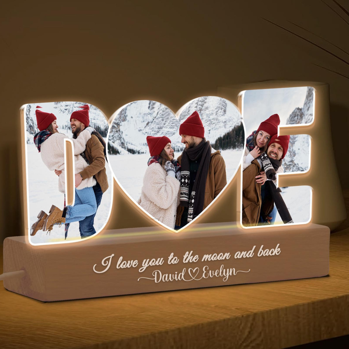 Personalized Couple Photos Collage Night Light, Valentines Day Gift for Boyfriend Girlfriend, Wedding Photo Gift, Couple Anniversary Gift