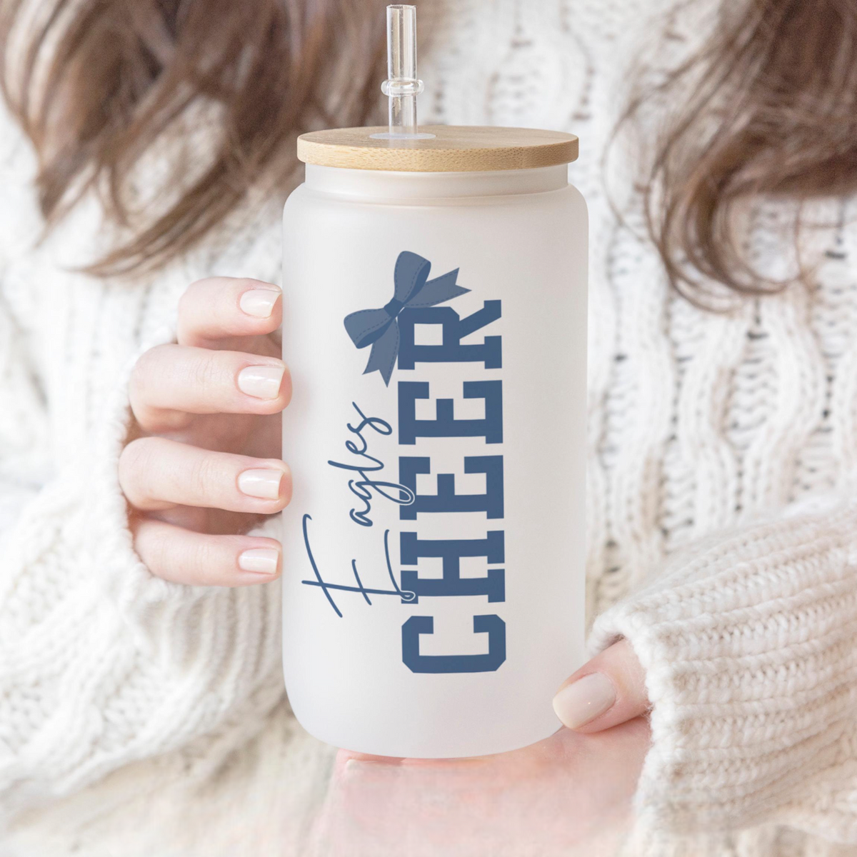 Custom Cheer Cup Cheer Team Gifts, Glass Tumbler Cheerleader Gifts, Cheerleading Glass With Name, Custom Cheer Iced Coffee Cup Cheer Camp Gift