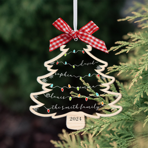 Christmas Tree Custom Family Members Name - Personalized Wood & Acrylic Ornament - Christmas Gift For Family