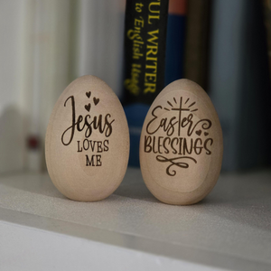 Engraved Wood Easter Eggs Christian Holiday Decor, Easter Day Gift For Family, Baby & Kid
