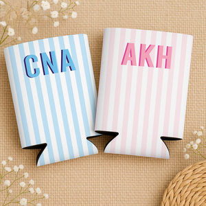 Monogram Bachelorette Slim Can Cooler, Personalized Name Coastal Bach Club Drink Sleeves, Beach Bachelorette Bridal Party Favors