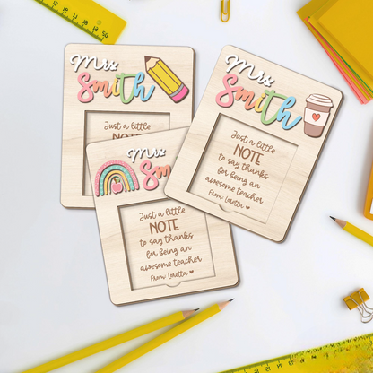 Custom Teacher Sticky Note Holder, Back To School Gift, Teacher Appreciation Gifts, Teacher Sticky Note Pad Holder