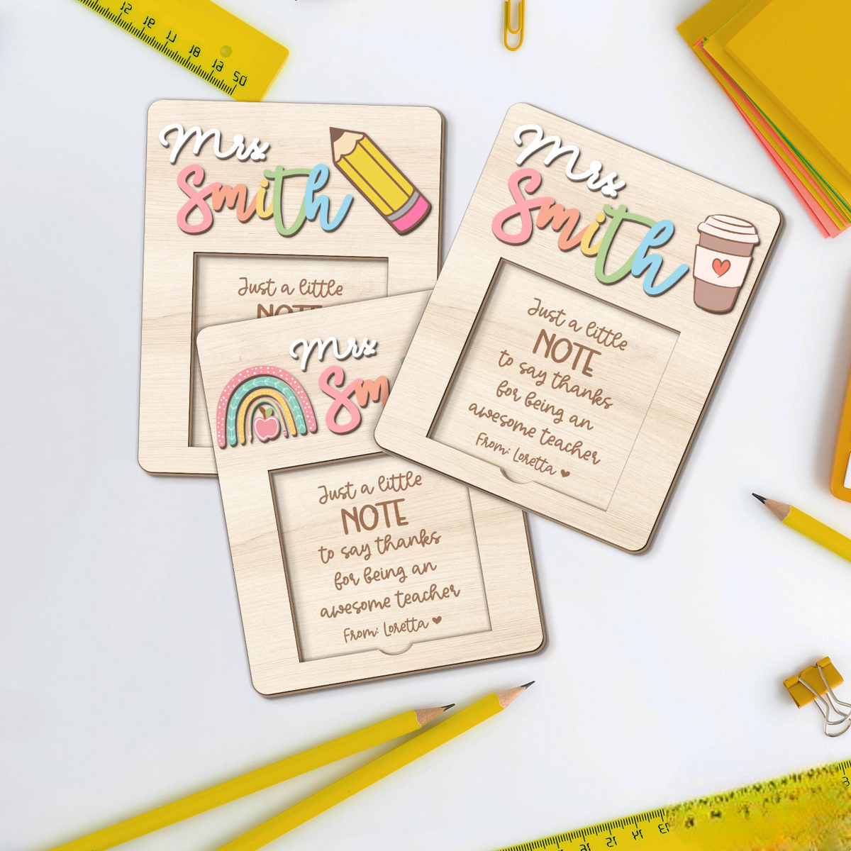 Custom Teacher Sticky Note Holder, Back To School Gift, Teacher Appreciation Gifts, Teacher Sticky Note Pad Holder