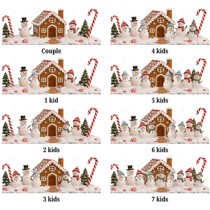 3D Effect Snowman Family In Snow - Personalized LED Light Wooden Base - Christmas For Family