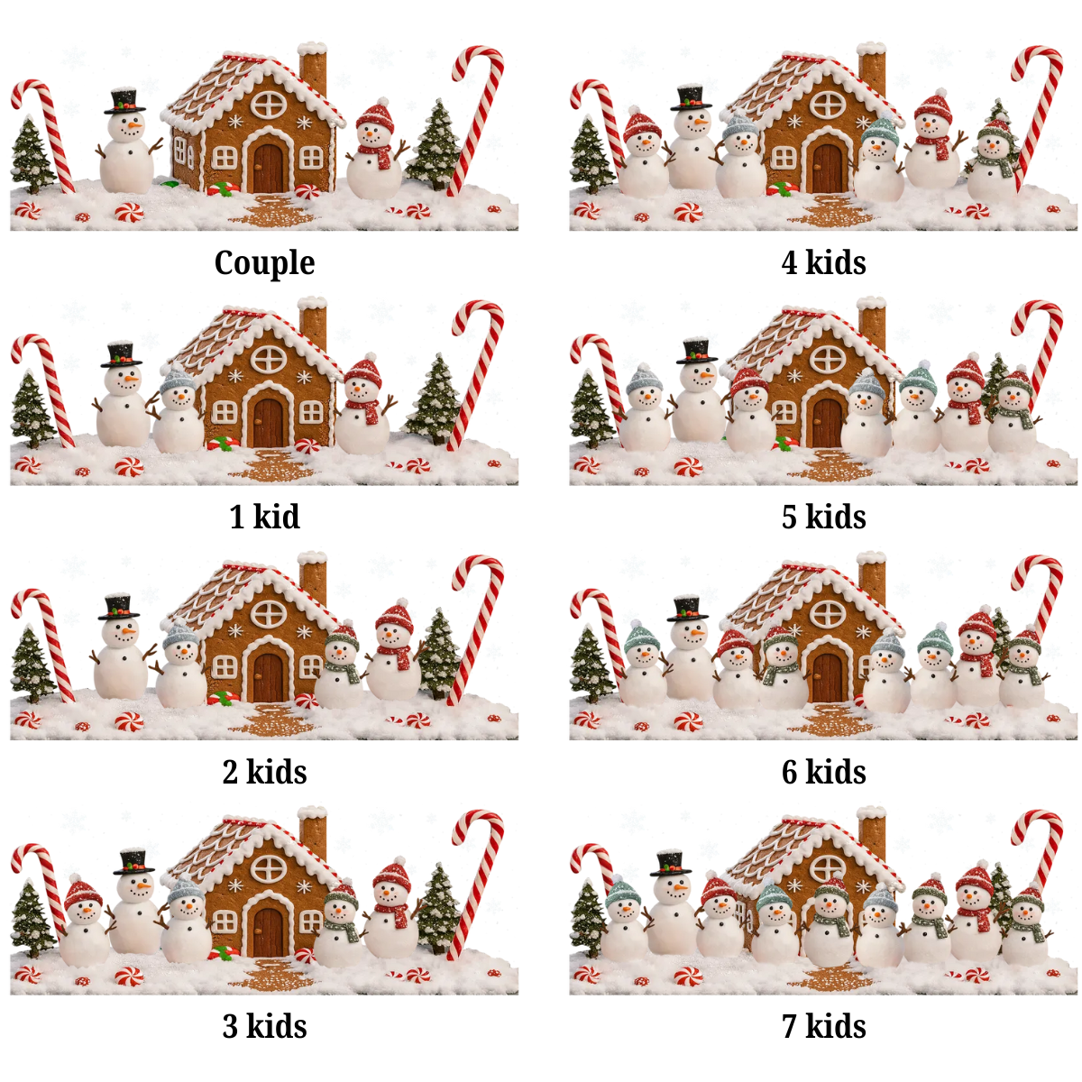 3D Effect Snowman Family In Snow - Personalized LED Light Wooden Base - Christmas For Family